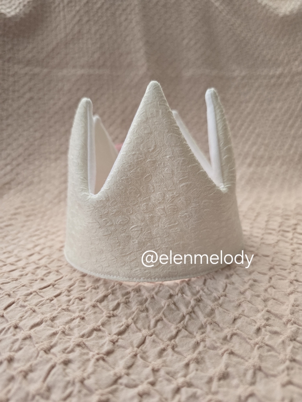 NEW Handmade White Fabric Baby Girl Birthday Crown
